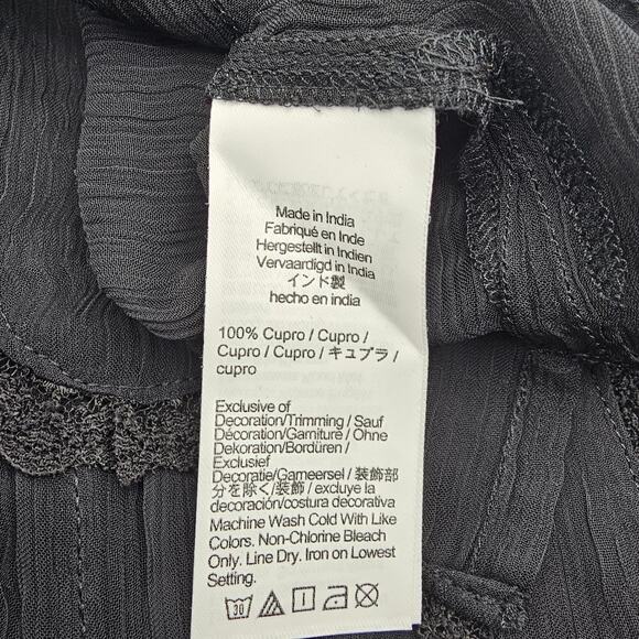 J. Crew Womans size 10 Sheer Lace Trim Button Up Shirt Blouse Black CD018 NEW - Picture 7 of 9